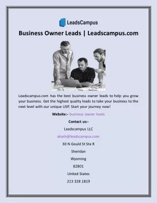 Business Owner Leads  Leadscampus