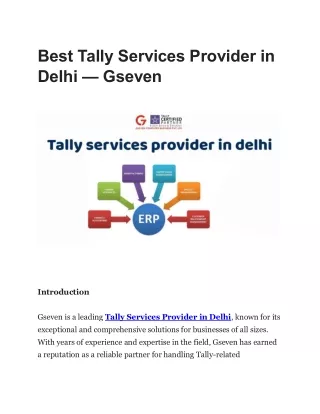 Best Tally Services Provider in Delhi - Gseven Business