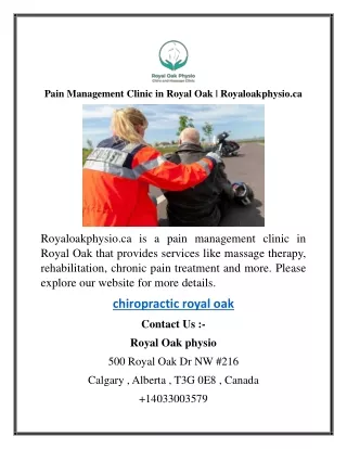 Pain Management Clinic in Royal Oak  Royaloakphysio.ca