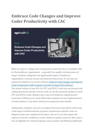Embrace Code Changes and Improve Coder Productivity with CAC