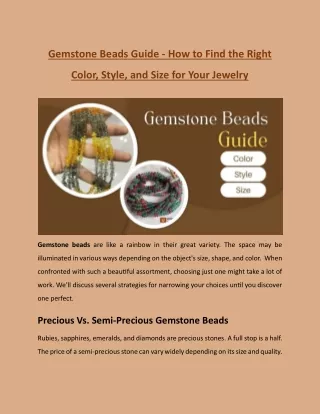 Gemstone Beads Guide - How to Find the Right Color, Style, and Size for Jewelry