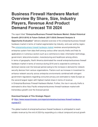 Business Firewall Hardware Market Overview By Share