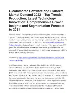 E-commerce Software and Platform Market