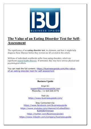 The Value of an Eating Disorder Test for Self-Assessment