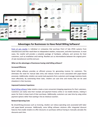 Advantages For Businesses To Have Retail Billing Software!