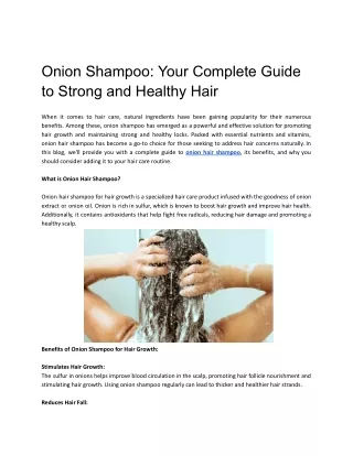 Onion Shampoo: Your Complete Guide to Strong and Healthy Hair