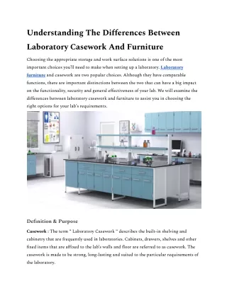 Understanding The Differences Between Laboratory Casework And Furniture