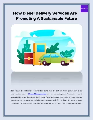 How Diesel Delivery Services Are Promoting A Sustainable Future