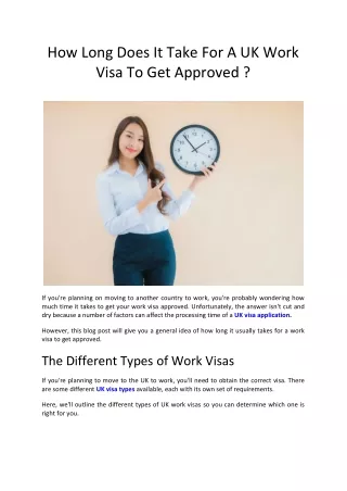 How Long Does It Take For A UK Work Visa To Get Approved ?