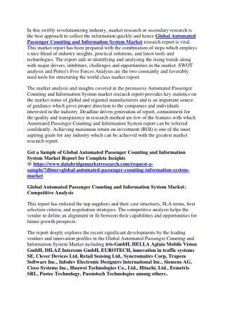 Global Automated Passenger Counting and Information System Market