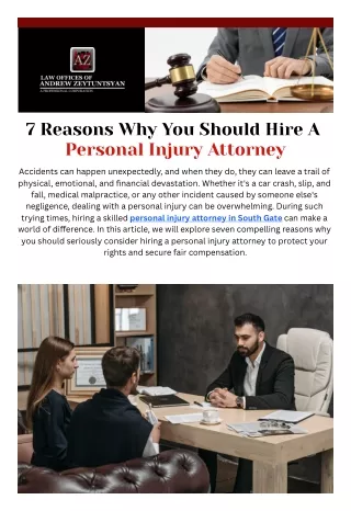 7 Reasons Why You Should Hire A Personal Injury Attorney