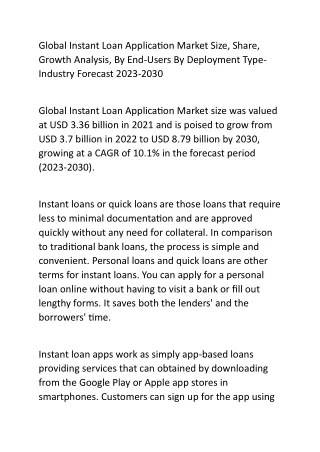 Global Instant Loan Application Market Size