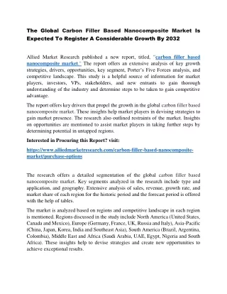 Carbon Filler Based Nanocomposite Market