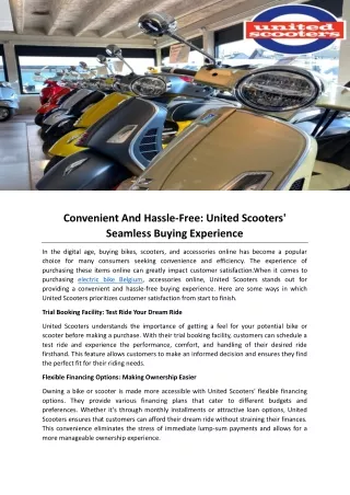 Convenient And Hassle-Free United Scooters' Seamless Buying Experience