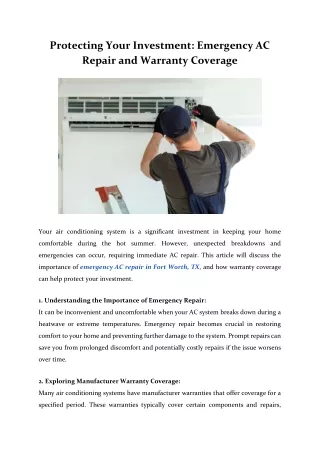 Protecting Your Investment_ Emergency AC Repair and Warranty Coverage