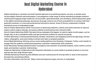 Best Digital Marketing Course in Hyderabad