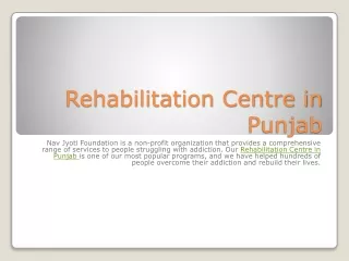 Rehabilitation Centre in Punjab