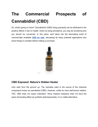 The Commercial Prospects of Cannabidiol (CBD)