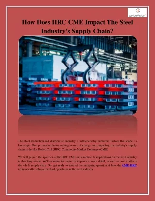 How Does HRC CME Impact The Steel Industry's Supply Chain