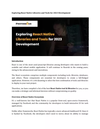 Exploring React Native Libraries and Tools for 2023 Development