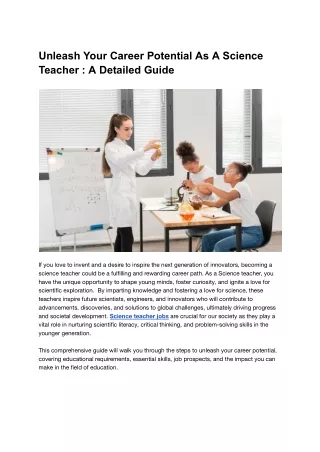 Science Teacher Jobs- A Detailed Guide To Help You