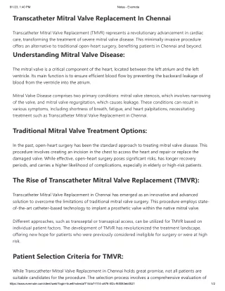 Transcatheter Mitral Valve Replacement In Chennai