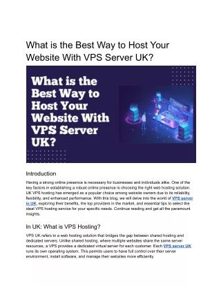 What is the Best Way to Host Your Website With VPS Server UK