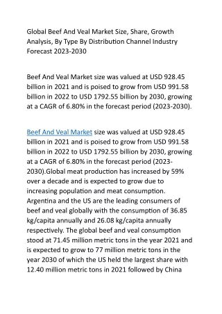 Global Beef And Veal Market Size