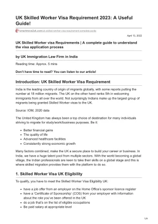 UK Skilled Worker Visa Requirement 2023 A Useful Guide