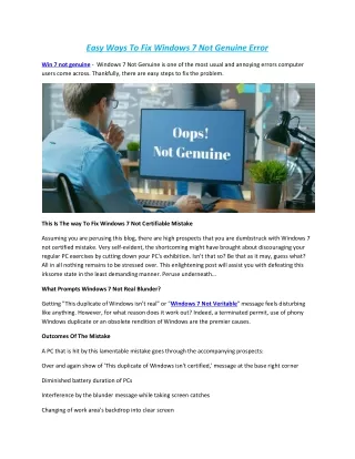 Easy Ways To Fix Windows 7 Not Genuine Error