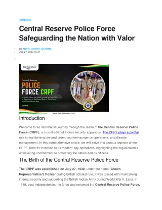 Central Reserve Police Force Safeguarding the Nation with Valor