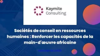 Sociétés de conseil en ressources humaines : Renforcer les capacités de la main-