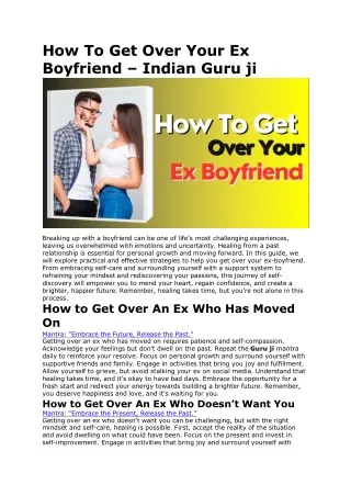 How To Get Over Your Ex Boyfriend – Indian Guru ji