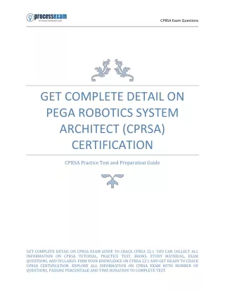 Get Complete Detail on Pega Robotics System Architect (CPRSA) Certification