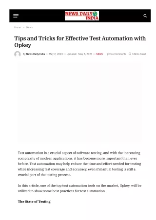 Tips and Tricks for Effective Test Automation with Opkey