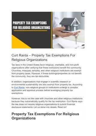 Assessing Accountability in Property Tax Exemptions for Religious Organizations