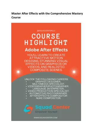 Master After Effects with the Comprehensive Mastery Course | Squad Center
