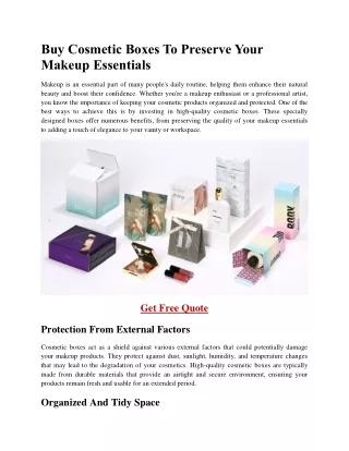 Buy Cosmetic Boxes To Preserve Your Makeup Essentials