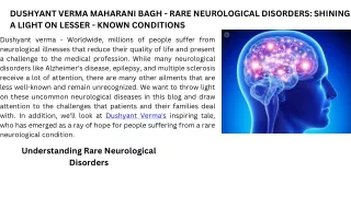 DUSHYANT VERMA MAHARANI BAGH - RARE NEUROLOGICAL DISORDERS SHINING A LIGHT ON LESSER - KNOWN CONDITIONS