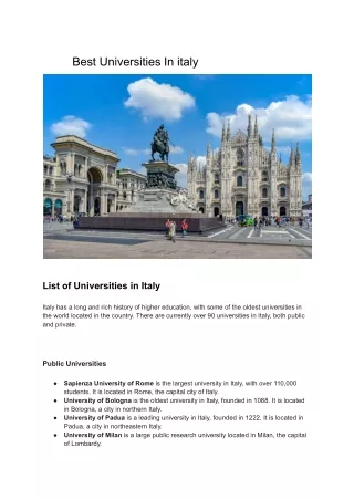 Universities In italy