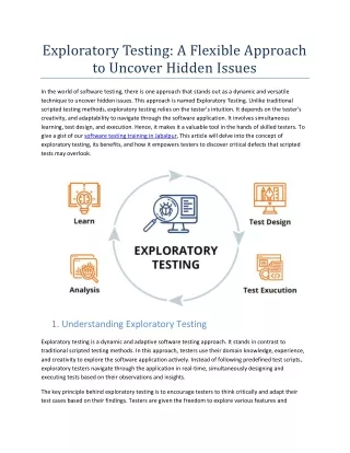 Exploratory Testing: A Flexible Approach to Uncover Hidden Issues