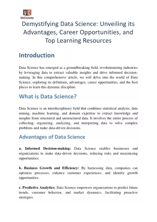 Demystifying Data Science