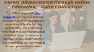 Career Advancement through Online Education – JARO EDUCATION