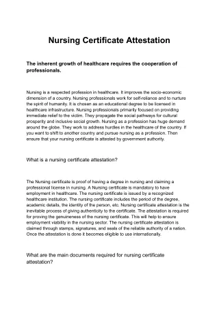 Nursing Certificate Attestation