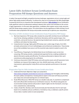 Latest SAFe Architect Scrum Certification Exam Preparation Pdf dumps Questi