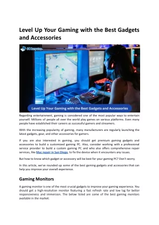 Level Up Your Gaming with the Best Gadgets and Accessories