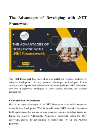 The Advantages of Developing with .NET Framework