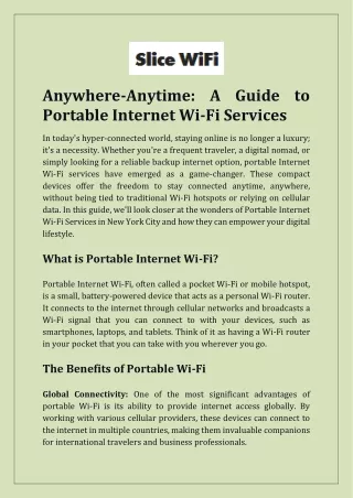 Anywhere Anytime A Guide to Portable Internet Wi-Fi Services