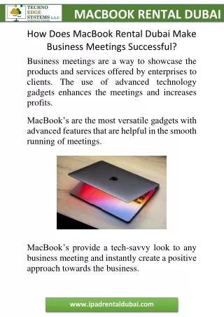 How Does MacBook Rental Dubai Make Business Meetings Successful?