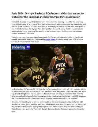 Paris 2024  Olympic Basketball DeAndre and Gordon are set to feature for the Bahamas ahead of Olympic Paris qualificatio